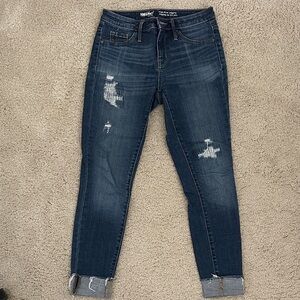 Trendy Dark Blue Distressed Skinny Jeans